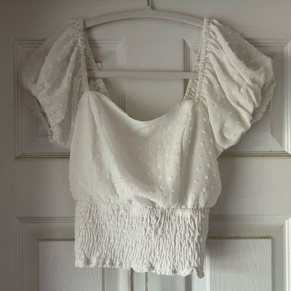 White Laced, Cross Back Crop Top